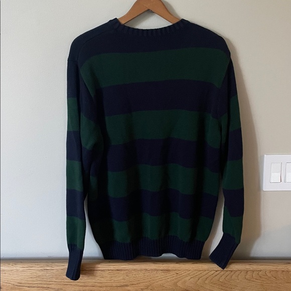 Brandy Melville Dark Green & Navy Thick Stripe Crewneck Sweater Briana Sweater - Picture 5 of 5